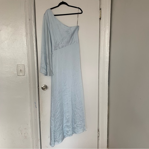 SACHIN & BABI Keely One-Shoulder Satin Gown Ice Blue size 10 NWOT - Picture 12 of 14